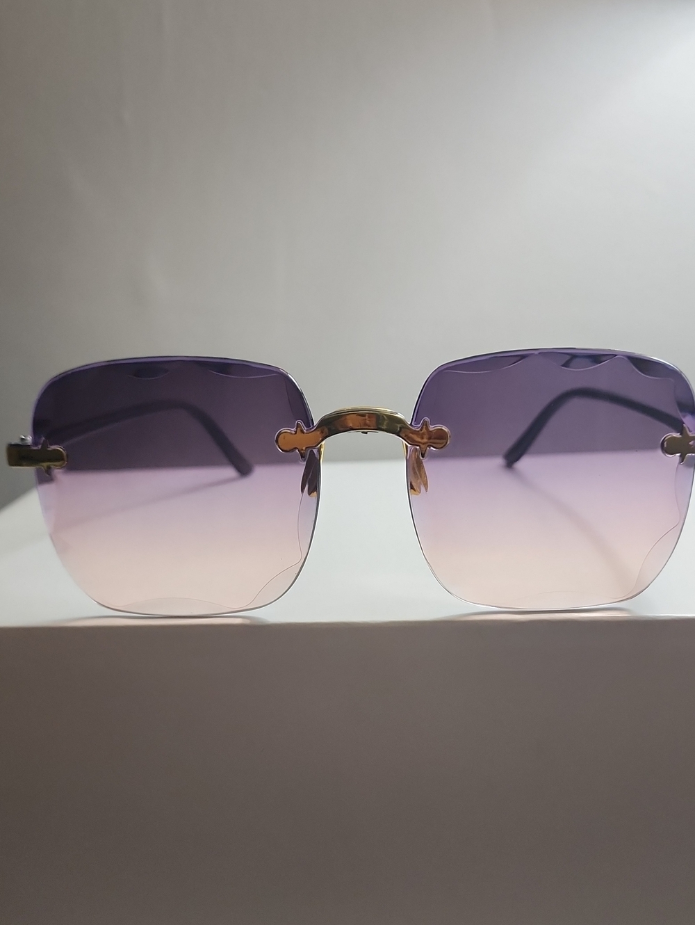 Rimless Gradient Purple Women's Sunglasses
